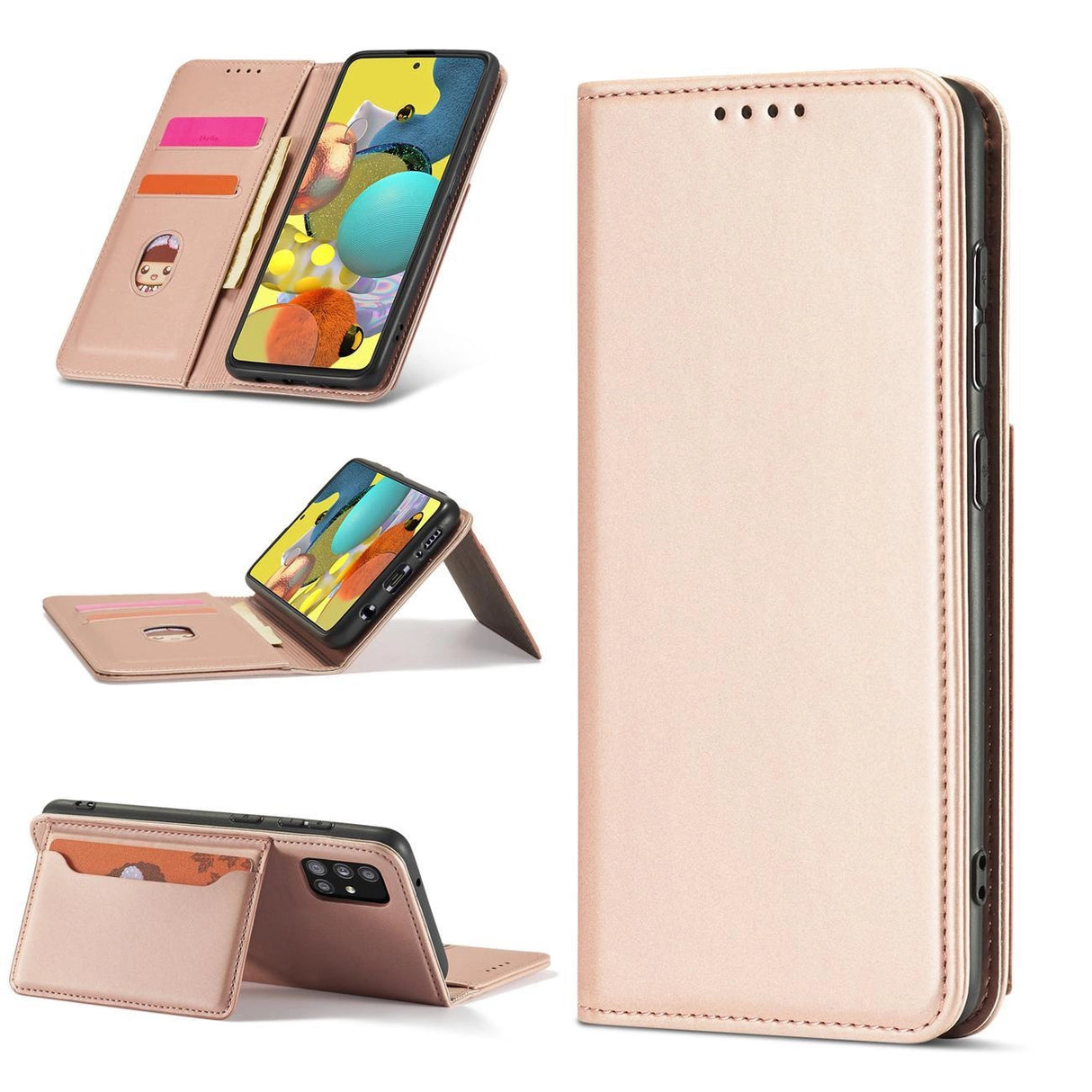 Magnetkort Hylde Hylde til Samsung Galaxy A13 5G lommepung tegnebog Kortholder Pink