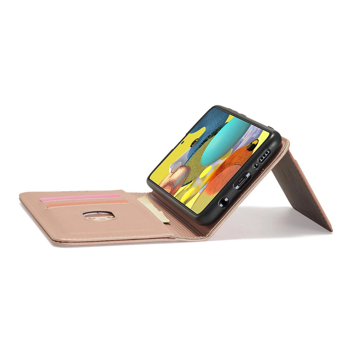 Magnetkort Hylde Hylde til Samsung Galaxy A13 5G lommepung tegnebog Kortholder Pink