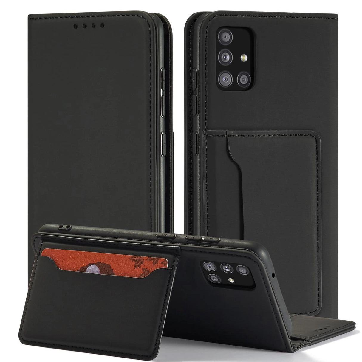 Magnetkort Hylde Hylde til Xiaomi Redmi Note 11 Pro Pouch Wallet Kortholder Sort