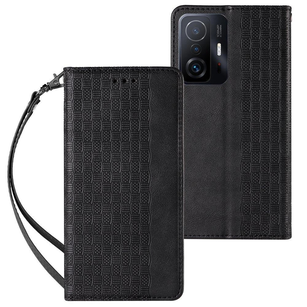 Magnet Strap Case Case for Xiaomi Redmi Note 11 Pro Pouch Wallet + Mini Lanyard Pendant Svart