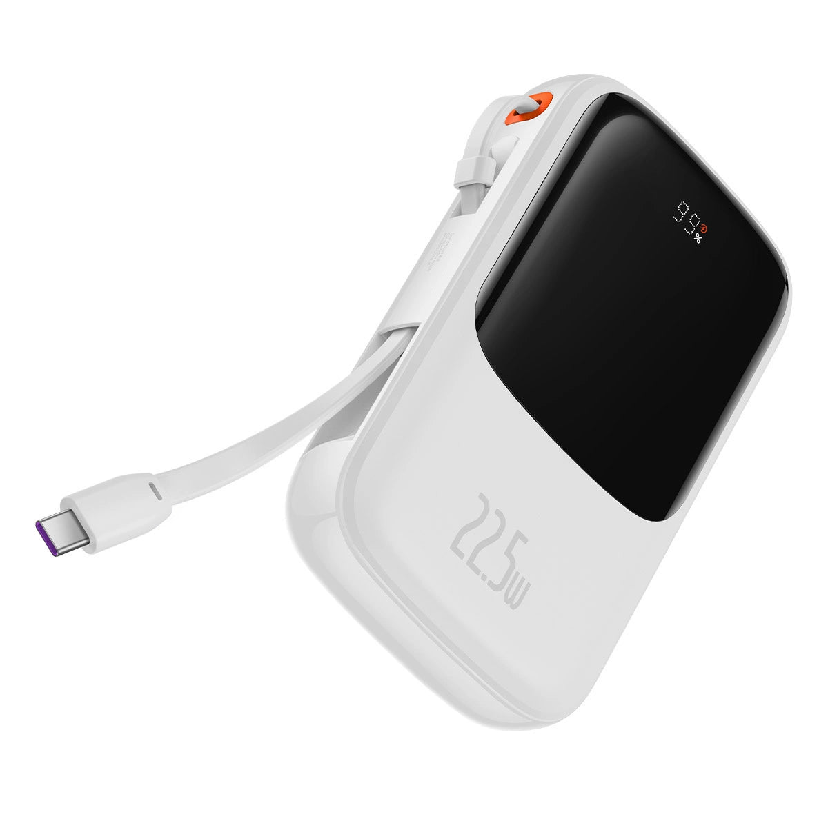 Baseus Qpow power bank 10000mAh indbygget USB Type-C kabel 22,5W Quick Charge SCP AFC FCP hvid (PPQD020102)