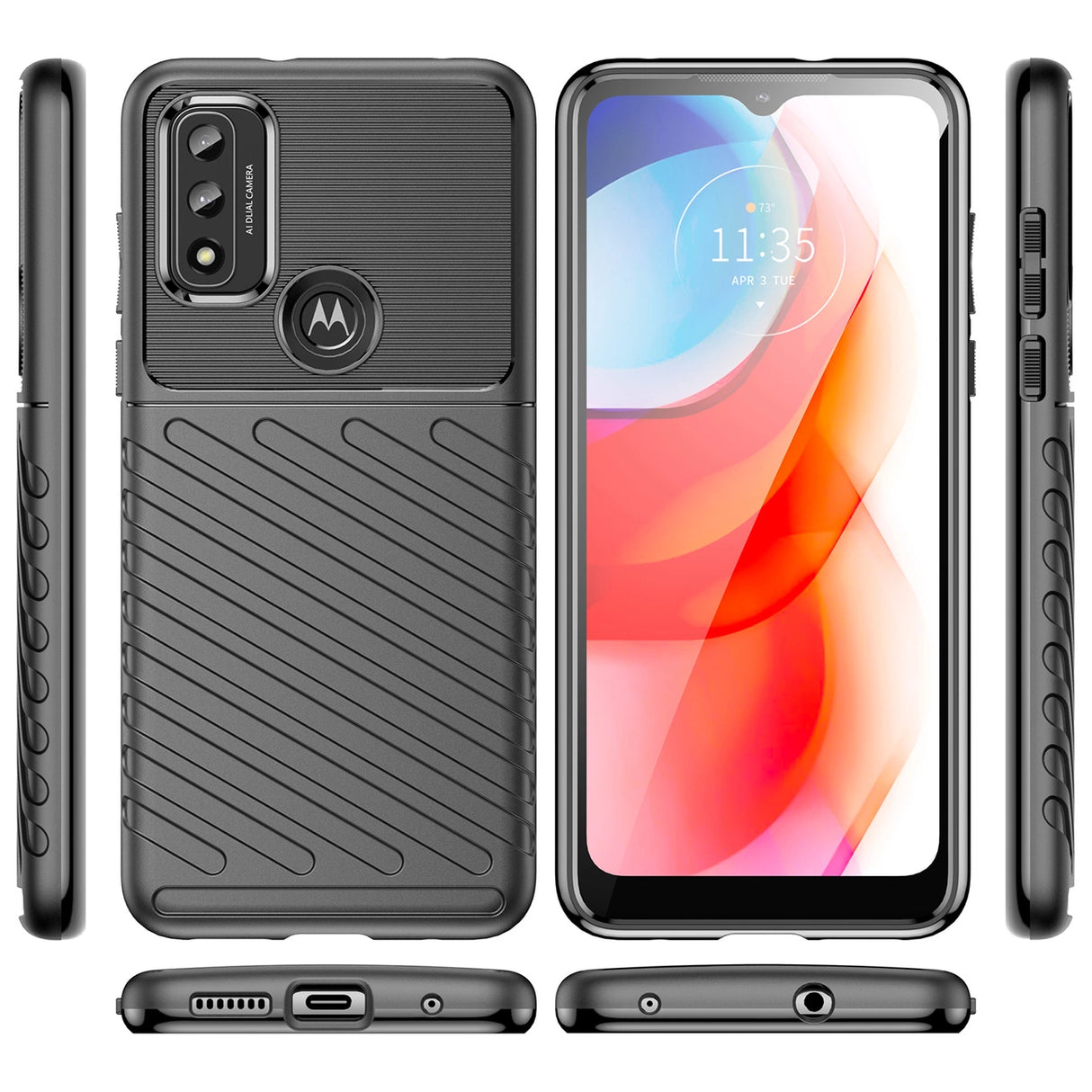 Thunder Case fleksibelt pansret cover til Motorola Moto G Play 2022 sort