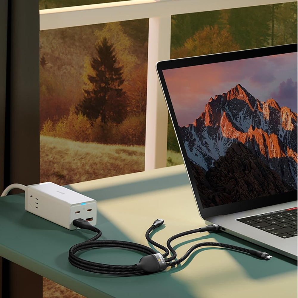 Baseus Flash Series II USB Type C / USB Type A kabel - USB Type C / Lightning / micro USB 100 W 1,2 m sort (CASS030101)