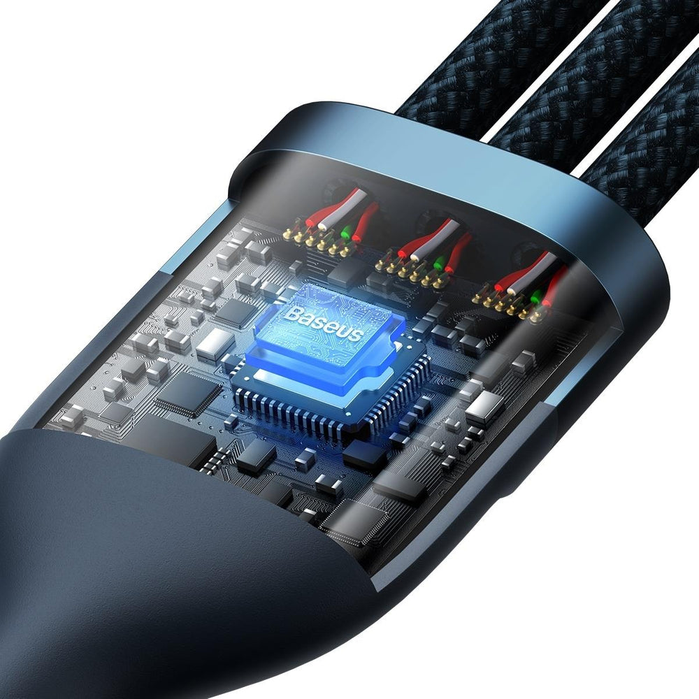 Baseus Flash Series II-kabel USB Type C / USB Type A - USB Type C / Lightning / micro USB 100 W 1,2 m blå (CASS030103)