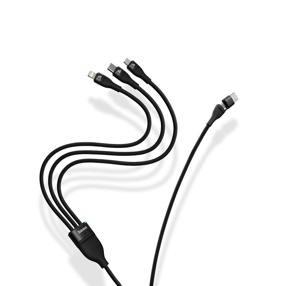 Baseus Flash Series II-kabel USB Type C / USB Type A - USB Type C / Lightning / micro USB 100 W 1,2 m blå (CASS030103)