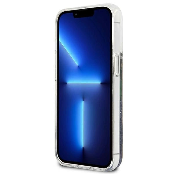 Guess GUHCP13SLFLSB iPhone 13 mini 5.4" blue/blue hardcase Flower Liquid Glitter