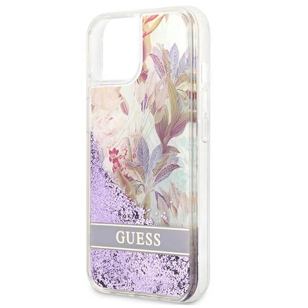 Guess GUHCP13SLFLSU iPhone 13 mini 5.4" purple/purple hardcase Flower Liquid Glitter