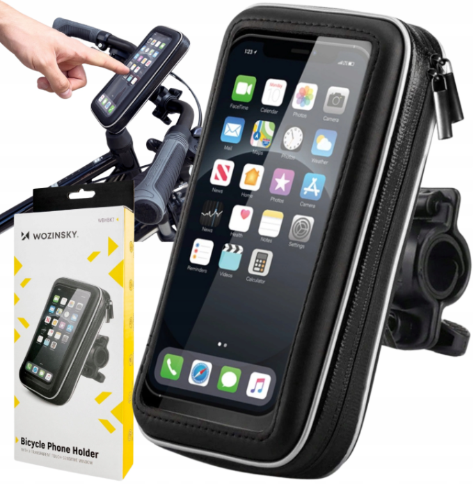 Wozinsky telefonholder til cykel, motorcykel, scooter sort (WBHBK7)