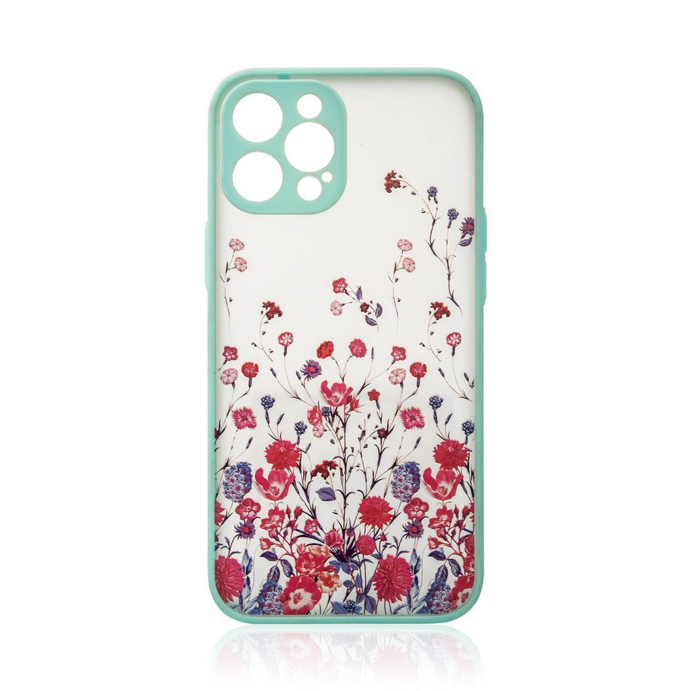 Design Case for iPhone 12 Pro Max blomsterhylster lysblå