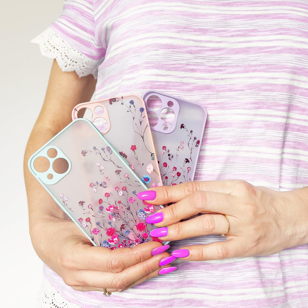 Design Case for iPhone 12 Pro Max blomsterhylster lysblå