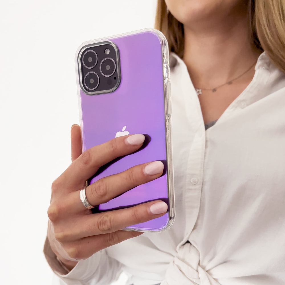 Aurora Case for iPhone 13 gel neon cover lilla