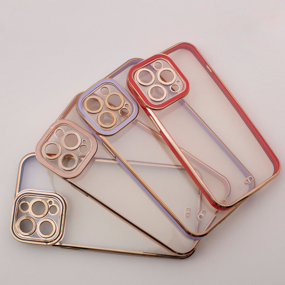 Fashion Case til iPhone 13 Pro Max Gold Frame Gel Cover Red