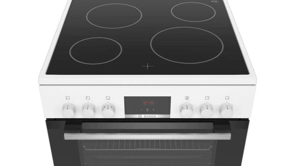 Bosch Serie 4 HKN31A020U komfur og ovn Fritstående komfur Elektrisk Keramisk Hvid