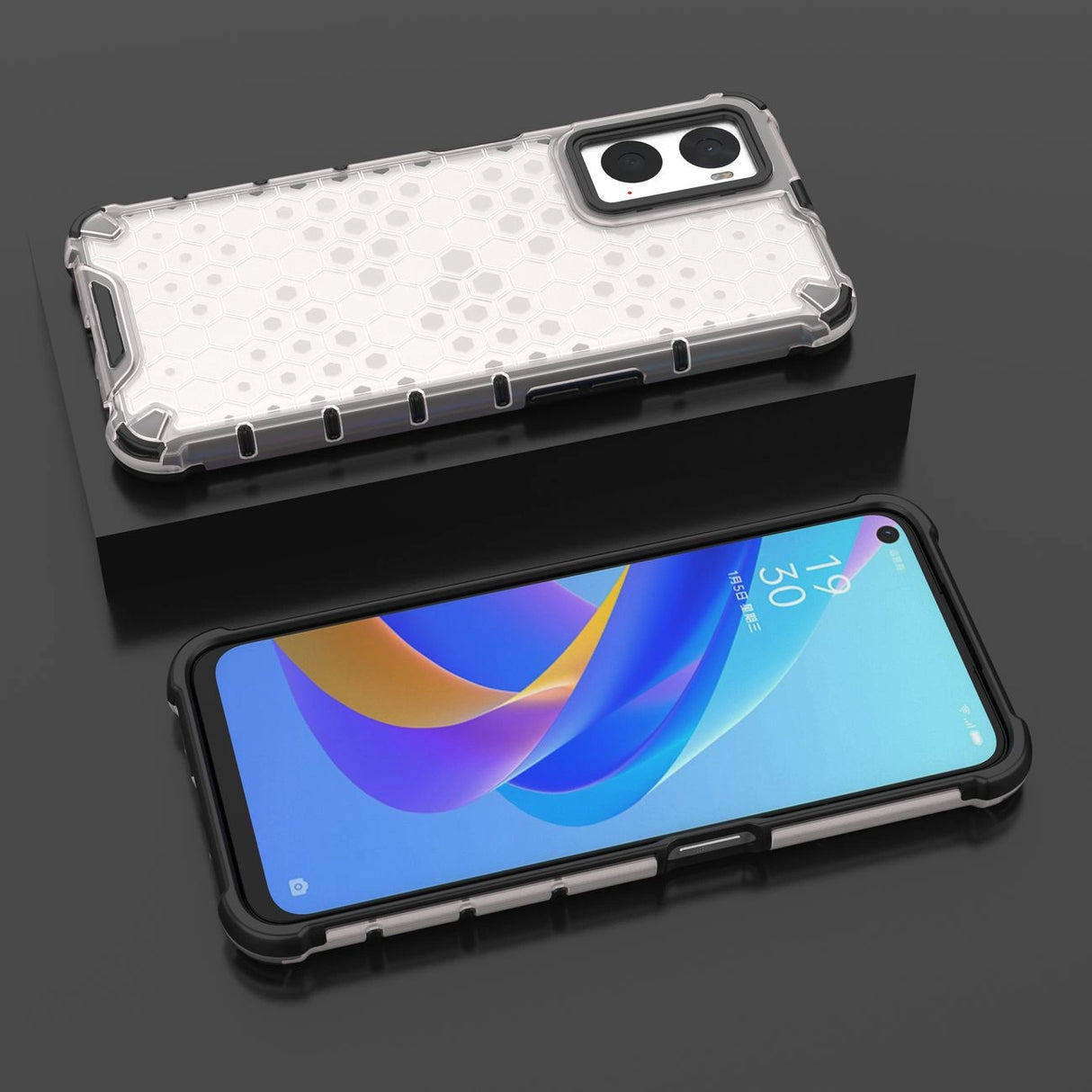 Honeycomb case armored cover with gel frame Oppo A76 / Oppo A36 / Realme 9i transparent