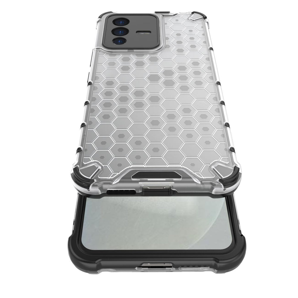 Honeycomb case pansret cover med en gel ramme til Vivo V23 5G gennemsigtig