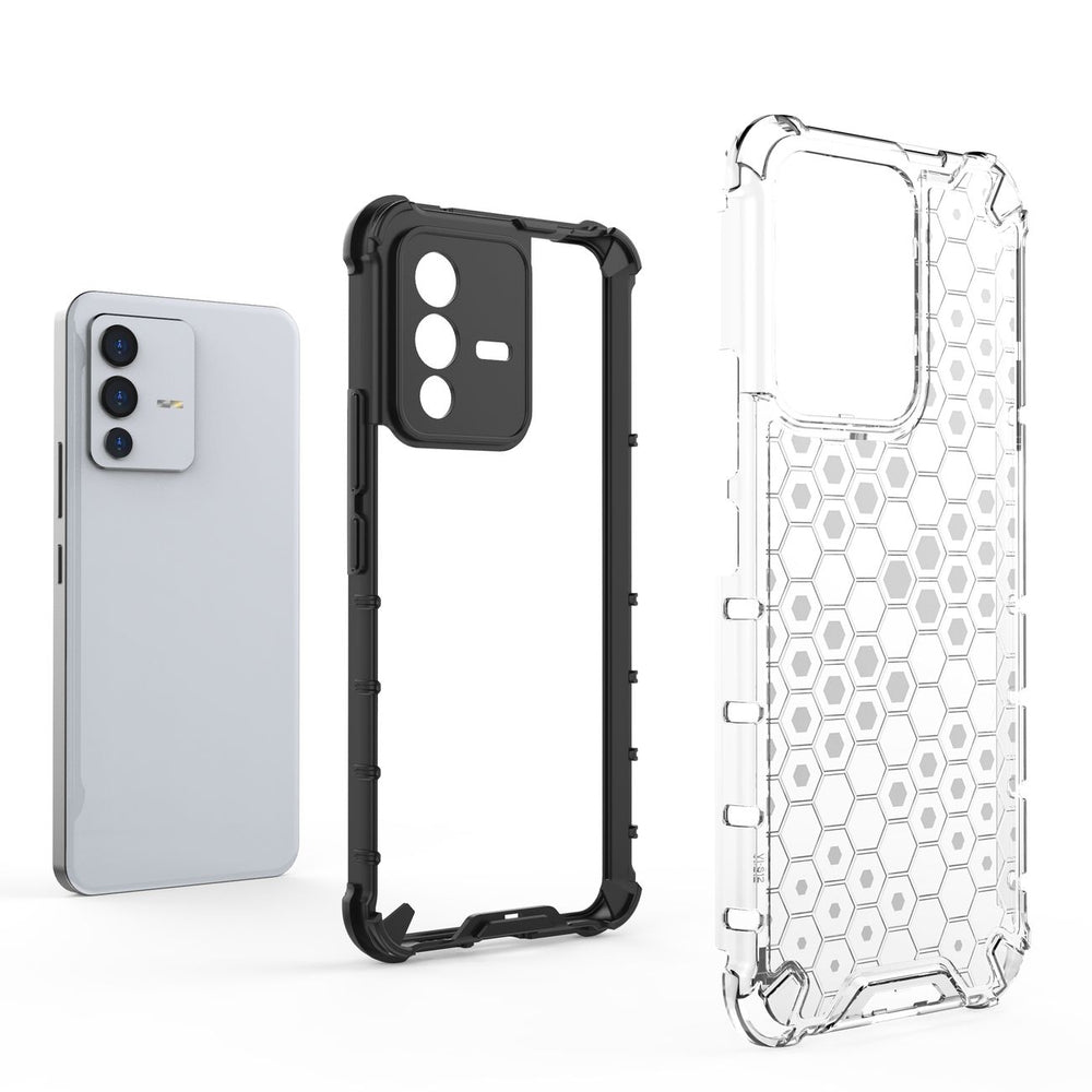 Honeycomb case pansret cover med en gel ramme til Vivo V23 5G gennemsigtig
