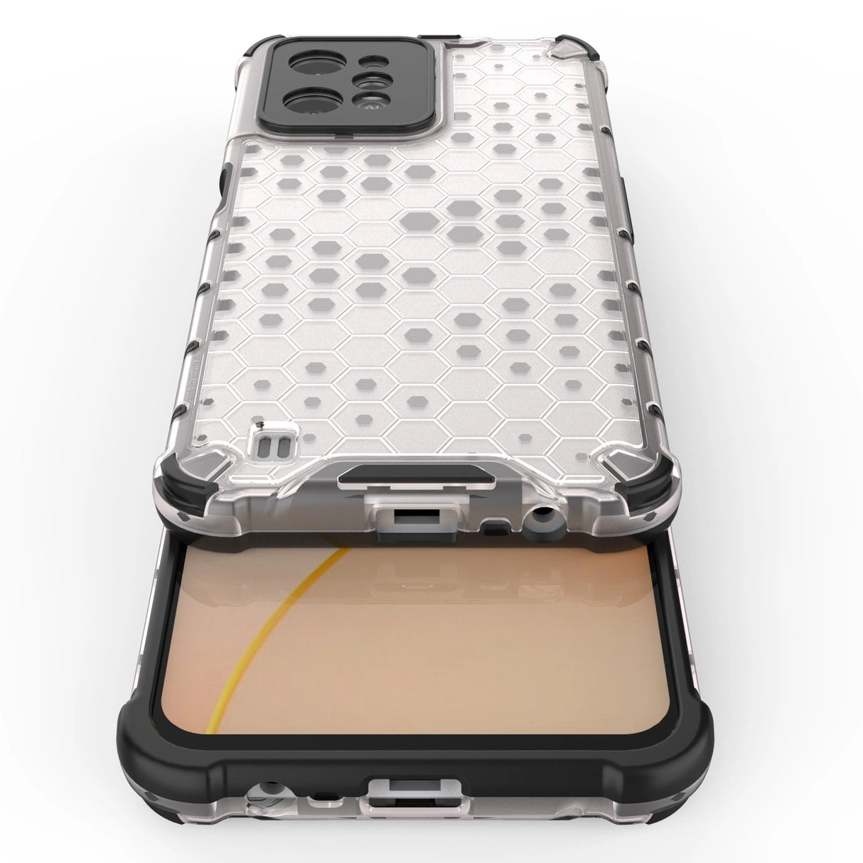 Honeycomb case pansret cover med en gel ramme Realme C31 gennemsigtig