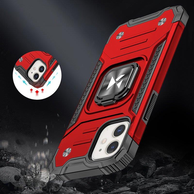Wozinsky Ring Armor case til iPhone 14 Plus pansret cover magnetisk holder ring rød