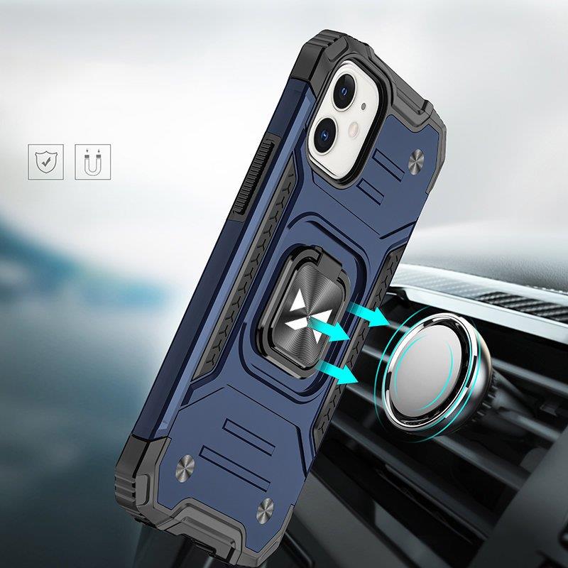 Wozinsky Ring Armor case til iPhone 14 Plus pansret cover magnetisk holder ring blå