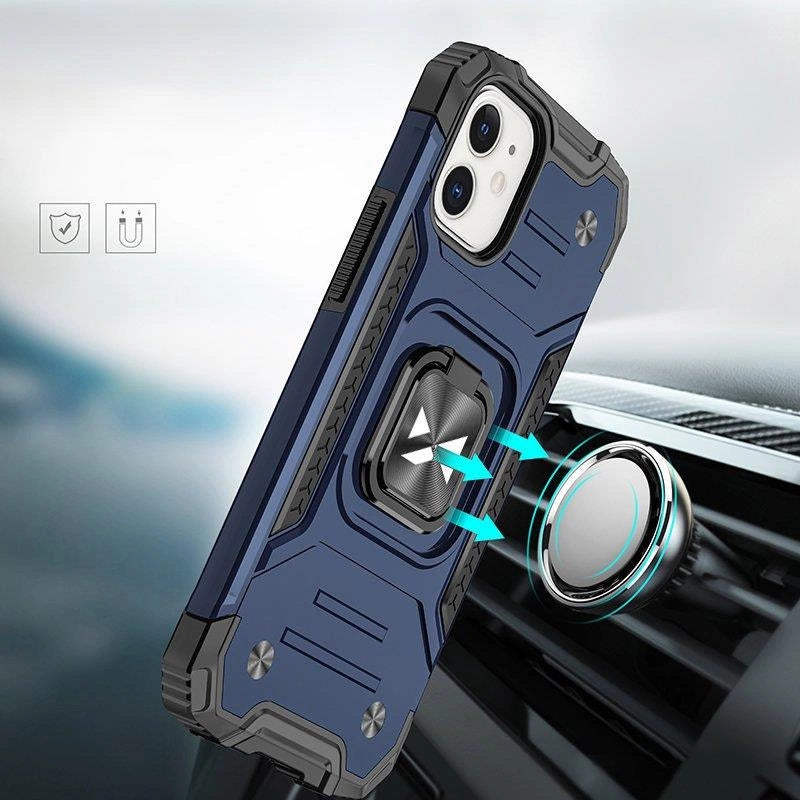 Wozinsky Ring Armor case til iPhone 14 Plus pansret cover magnetisk holder ring blå