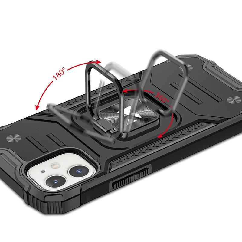 Wozinsky Ring Armor iPhone 14 Plus Hybrid Armored Case + Magnetisk Holder Sort