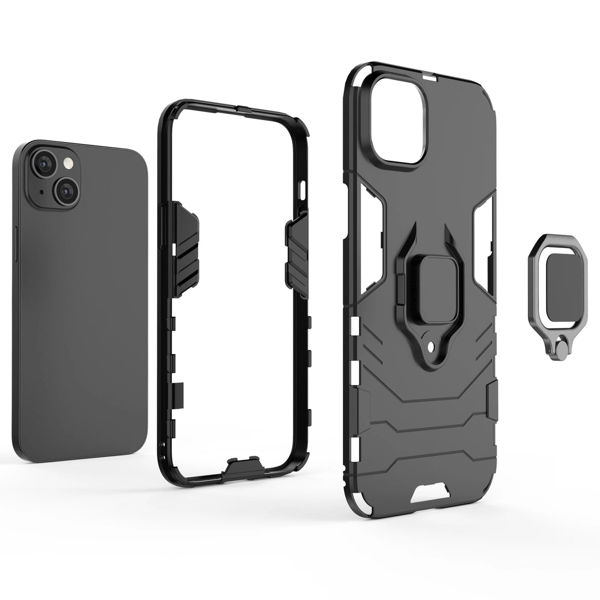 Ring Armor case til iPhone 14 Plus pansret dæksel magnetisk holder ring sort