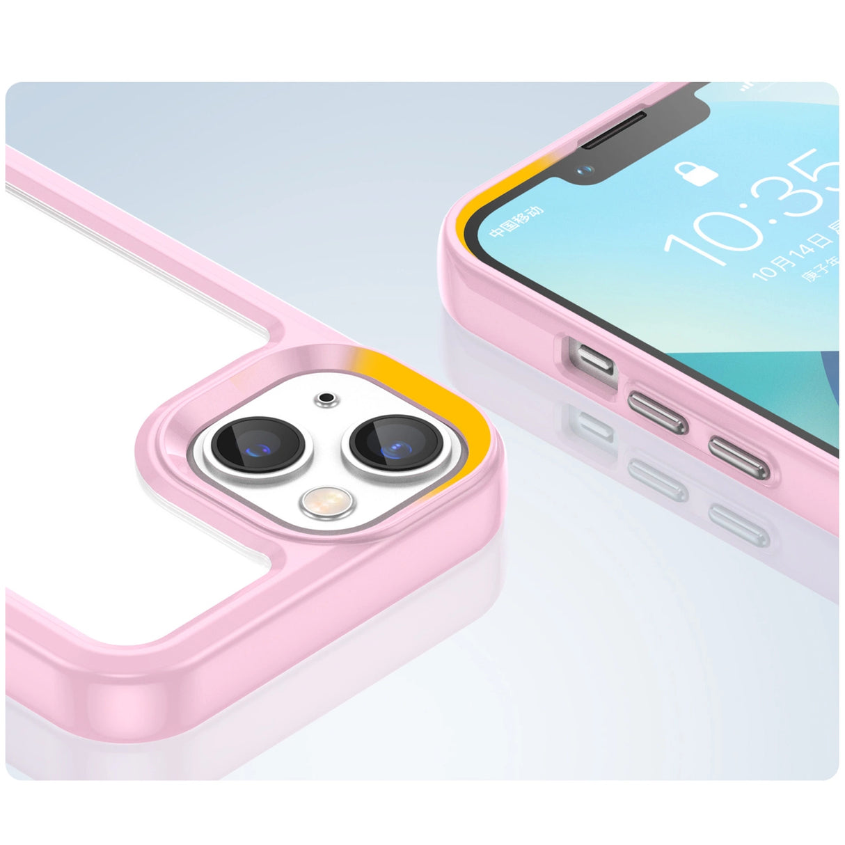 Outer Space Case iPhone 14 Plus hardcover med en gel ramme pink