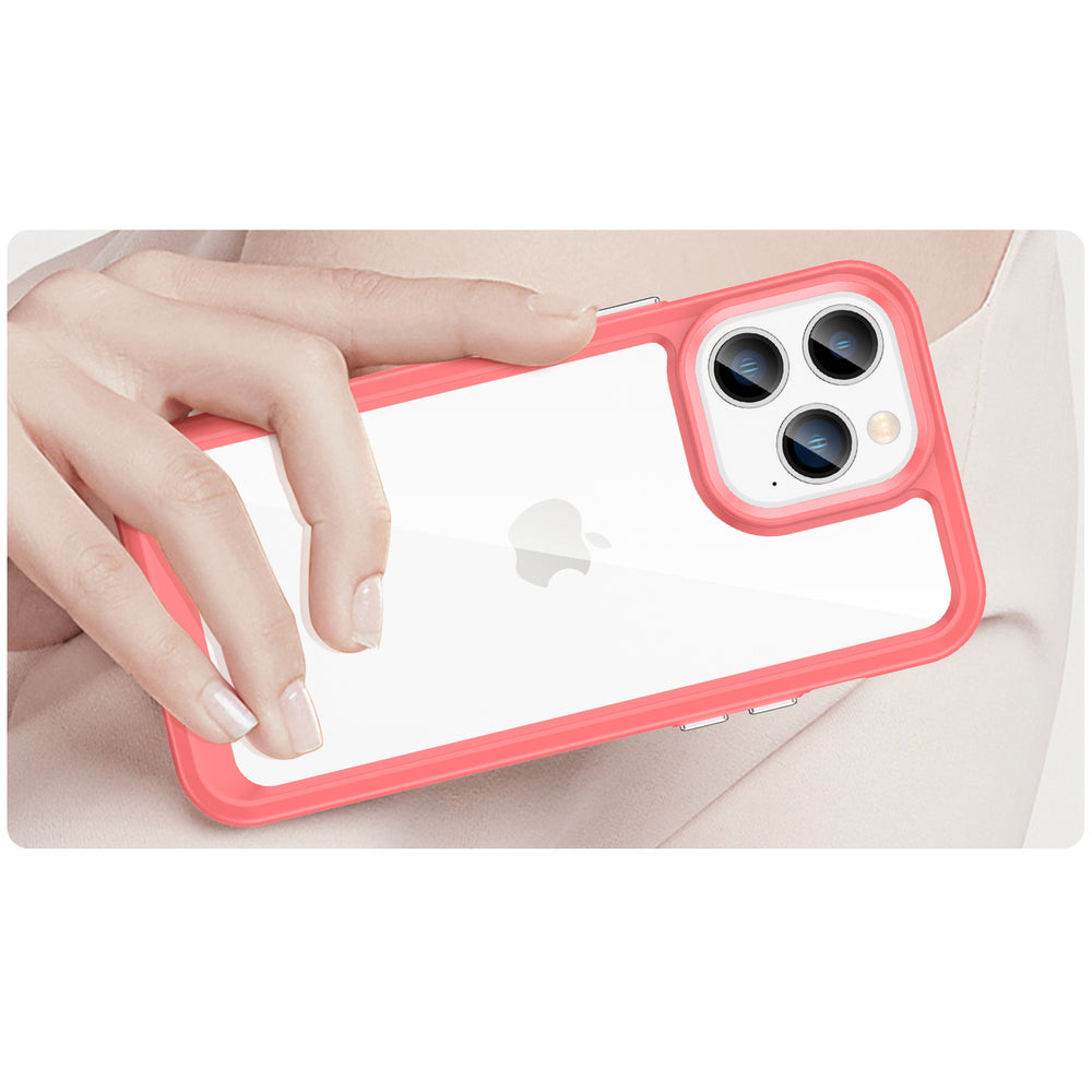 Outer Space Case iPhone 14 Pro hardcover med en gel ramme rød
