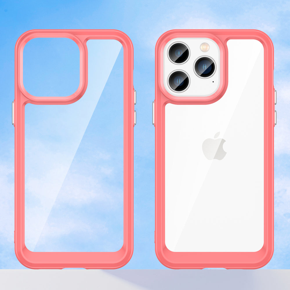 Outer Space Case iPhone 14 Pro Max hardcover med en gel ramme rød