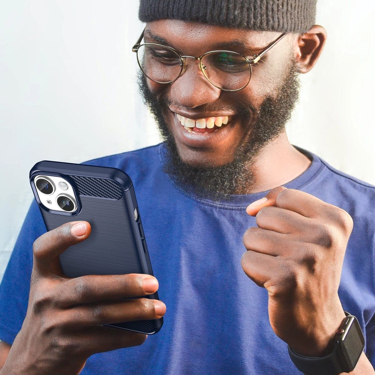 Carbon Case til iPhone 14 Plus Fleksibel gel bagdæksel blå