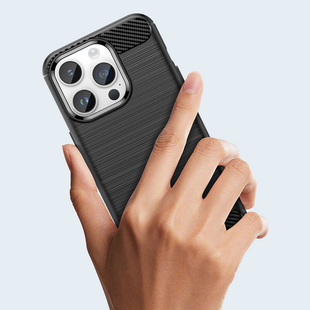 Carbon Case iPhone 14 Pro fleksibelt gel bagsæde sort