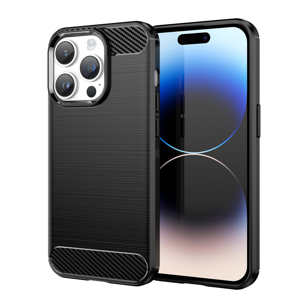 Carbon Case iPhone 14 Pro Max fleksibelt gel bagdæk sort