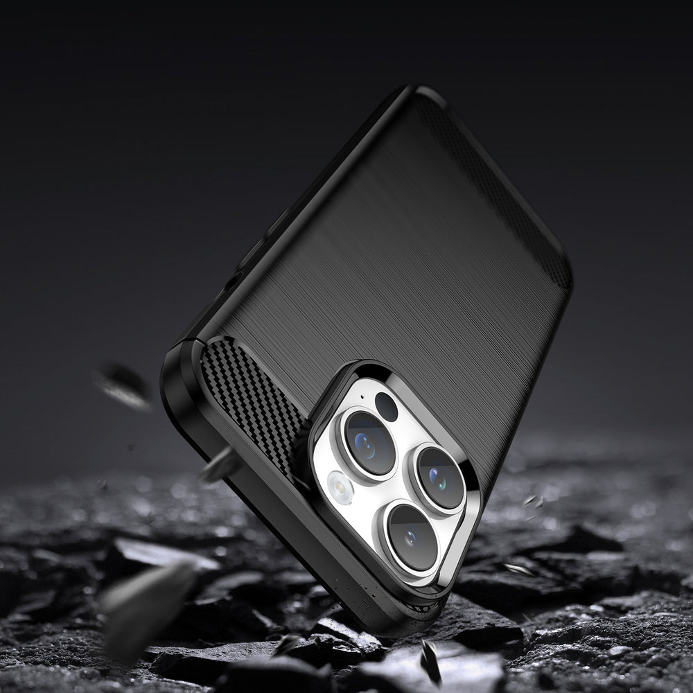 Carbon Case iPhone 14 Pro Max fleksibelt gel bagdæk sort