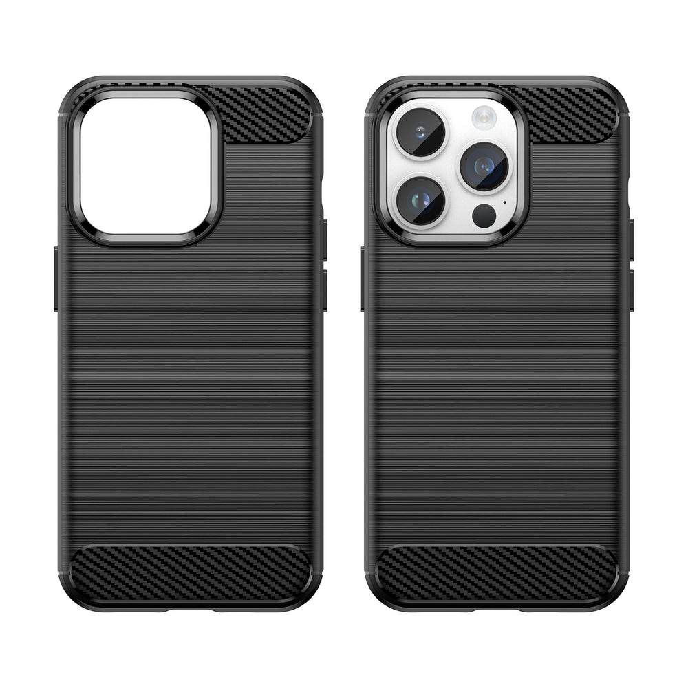 Carbon Case iPhone 14 Pro Max fleksibelt gel bagdæk sort