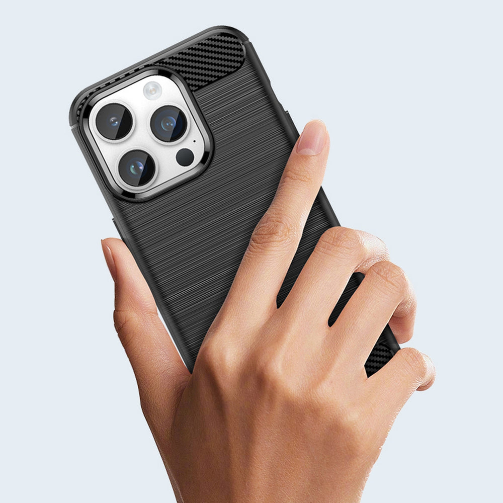 Carbon Case til iPhone 14 Pro Max Fleksibel gel bagdækning blå