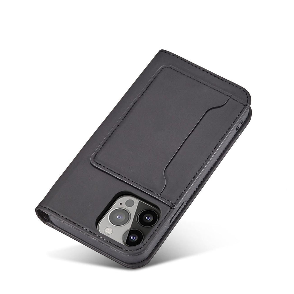 Magnetkort Hylde Hylde til iPhone 14 Plus flip cover tegnebog stand sort