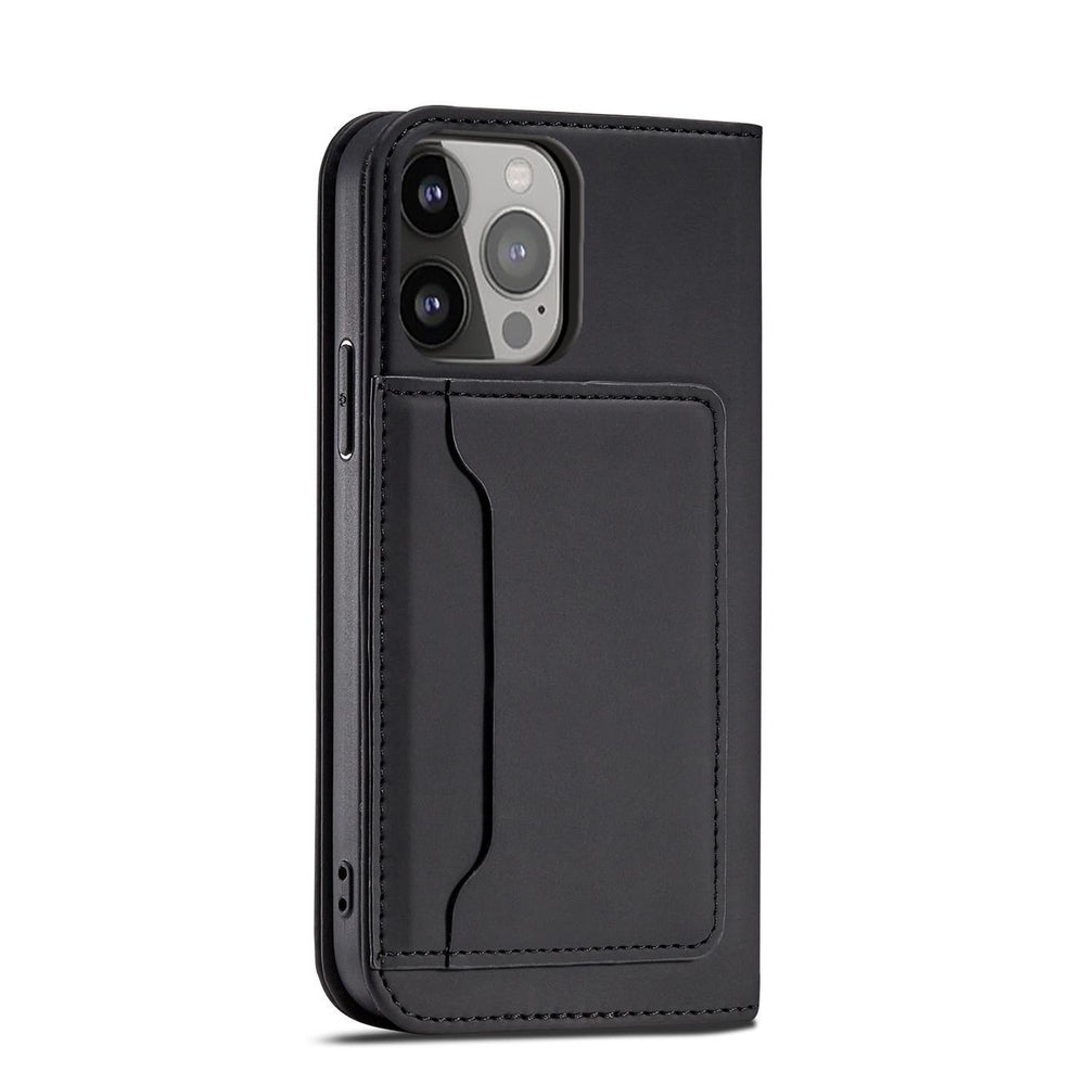 Magnetkort Hylde Hylde til iPhone 14 Pro Max flip cover tegnebog stativ sort