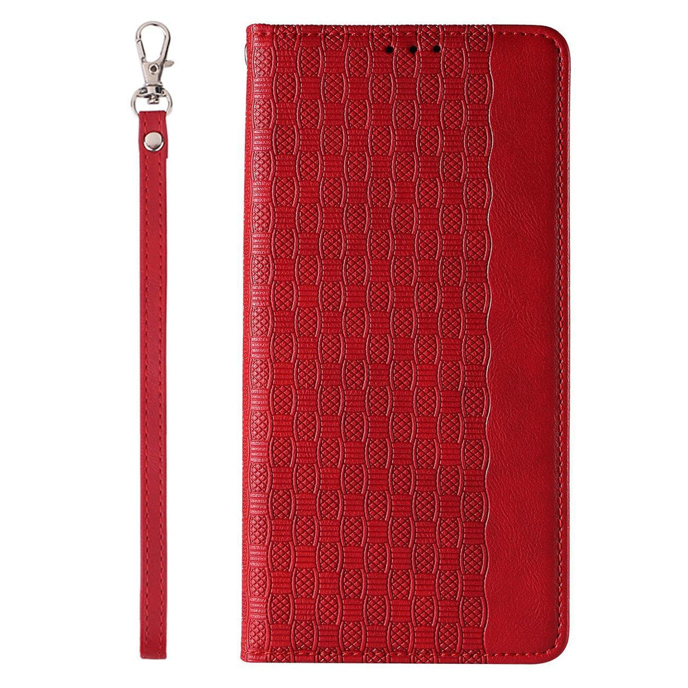 Magnet Strap Case iPhone 14 Plus Case med Flip Wallet Mini Lanyard Stand Red
