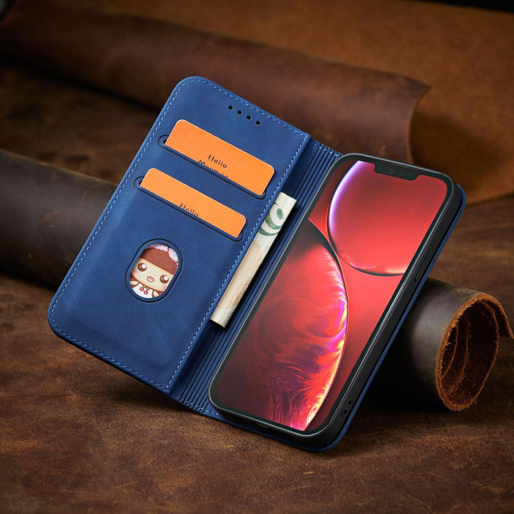 Magnet Fancy Case Case til iPhone 14 Plus flip cover tegnebog stativ blå