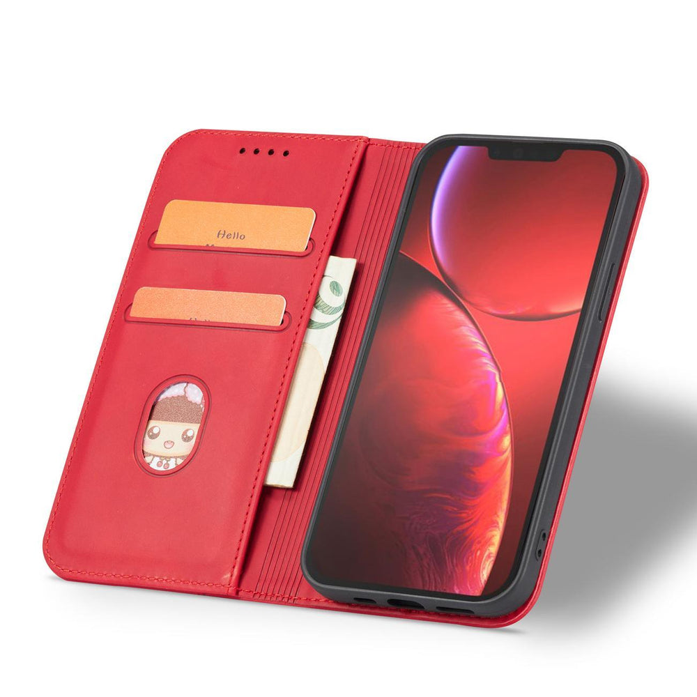 Magnet Fancy Case Case for iPhone 14 Plus flip cover tegnebog stativ rød
