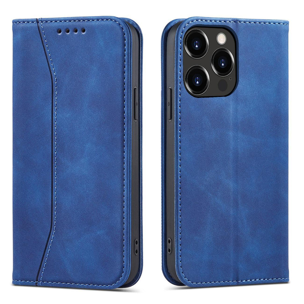 Magnet Fancy Case Case for iPhone 14 Pro Max cover med flip wallet stand blå