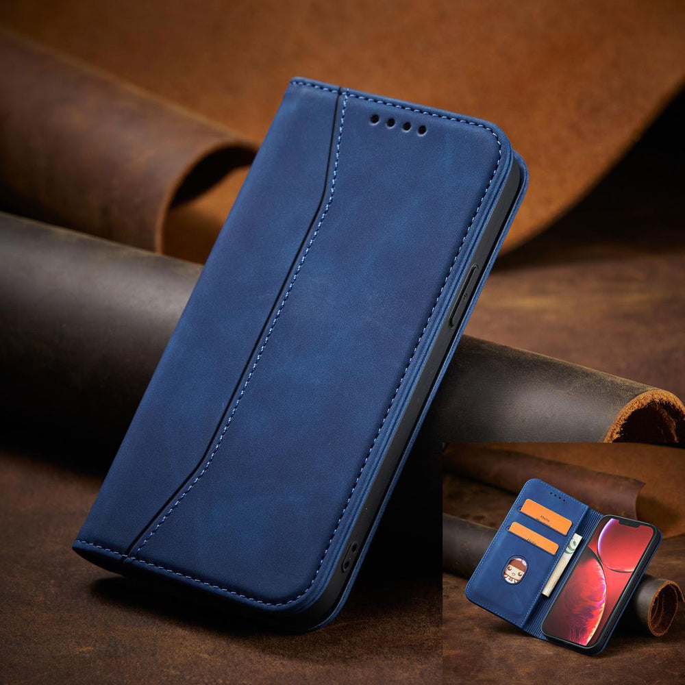 Magnet Fancy Case Case for iPhone 14 Pro Max cover med flip wallet stand blå