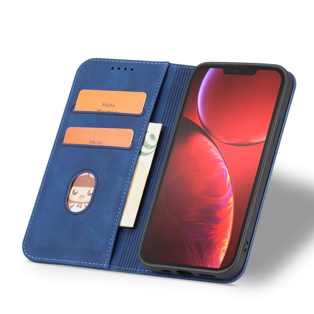 Magnet Fancy Case Case for iPhone 14 Pro Max cover med flip wallet stand blå