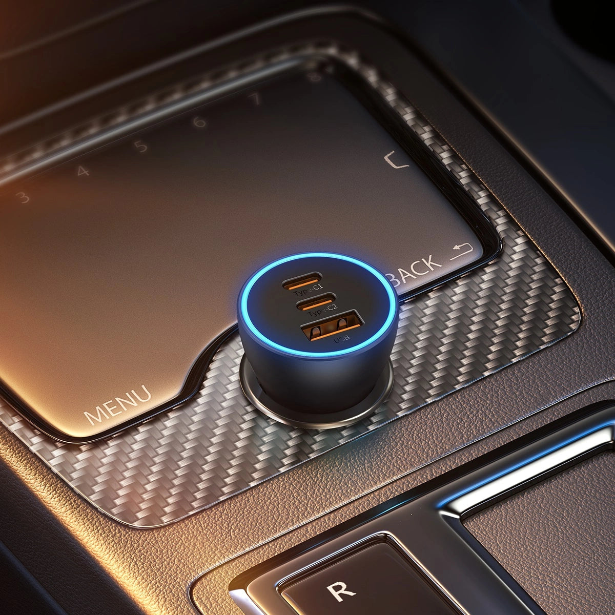 Baseus Golden Contactor Pro biloplader USB-A + 2x USB-C 65W mørkegrå (CGJP010013)