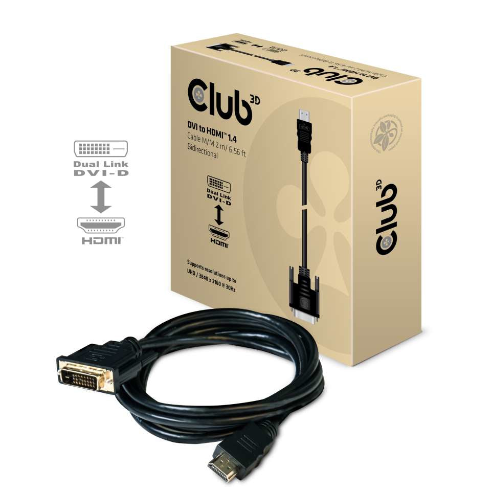 Club 3D CAC-1210 HDMI til DVI kabel 2m Sort