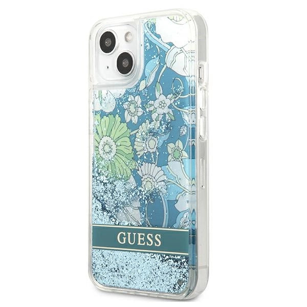 Guess GUHCP13MLFLSN iPhone 13 6.1" green/green hardcase Flower Liquid Glitter