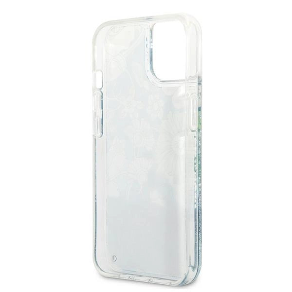 Guess GUHCP13MLFLSN iPhone 13 6.1" green/green hardcase Flower Liquid Glitter