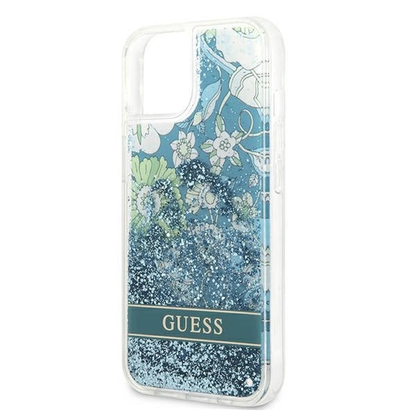 Guess GUHCP13SLFLSN iPhone 13 mini 5.4" green/green hardcase Flower Liquid Glitter