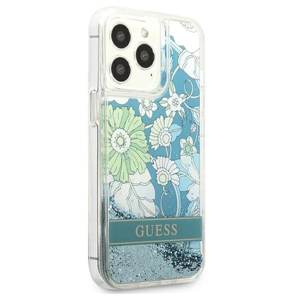 Guess GUHCP13XLFLSN iPhone 13 Pro Max 6.7" green/green hardcase Flower Liquid Glitter