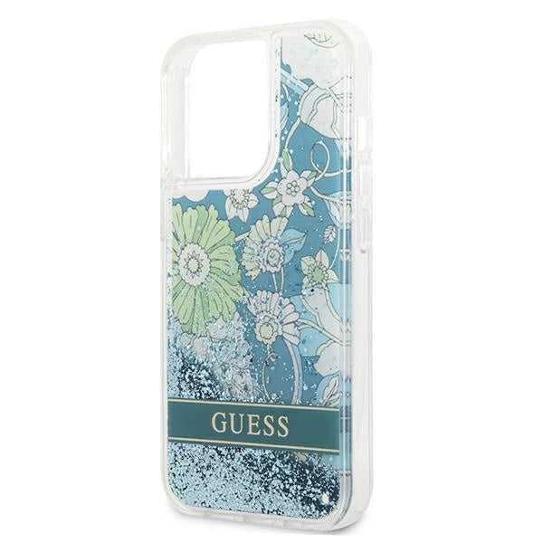 Guess GUHCP13XLFLSN iPhone 13 Pro Max 6.7" green/green hardcase Flower Liquid Glitter